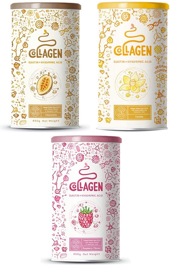 collagen elastin hyaloronsäure vanille schoko himbeere